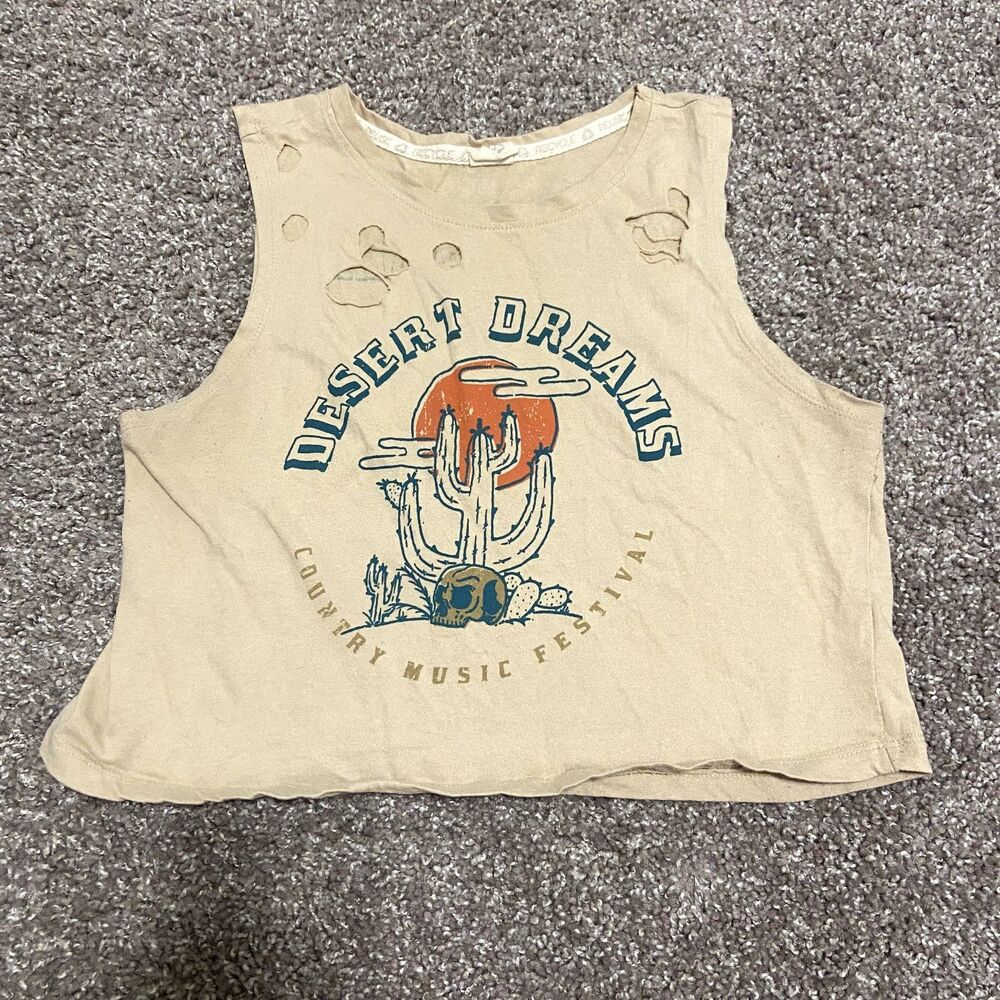 Cropped Desert Dreams Country Music Festival Distressed Tank